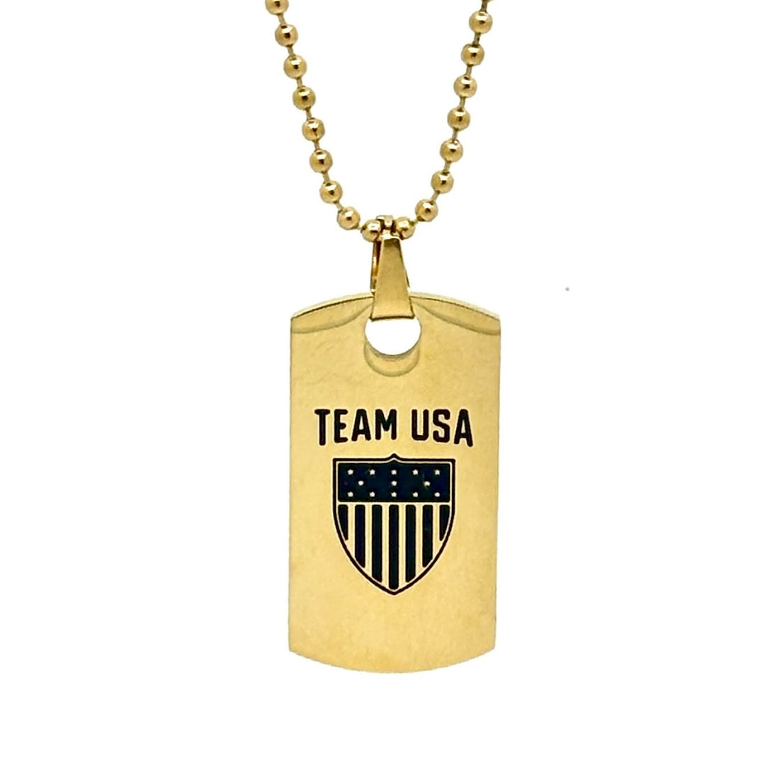Team USA - Yellow Gold + Black Enamel | Dog Tag Pendant