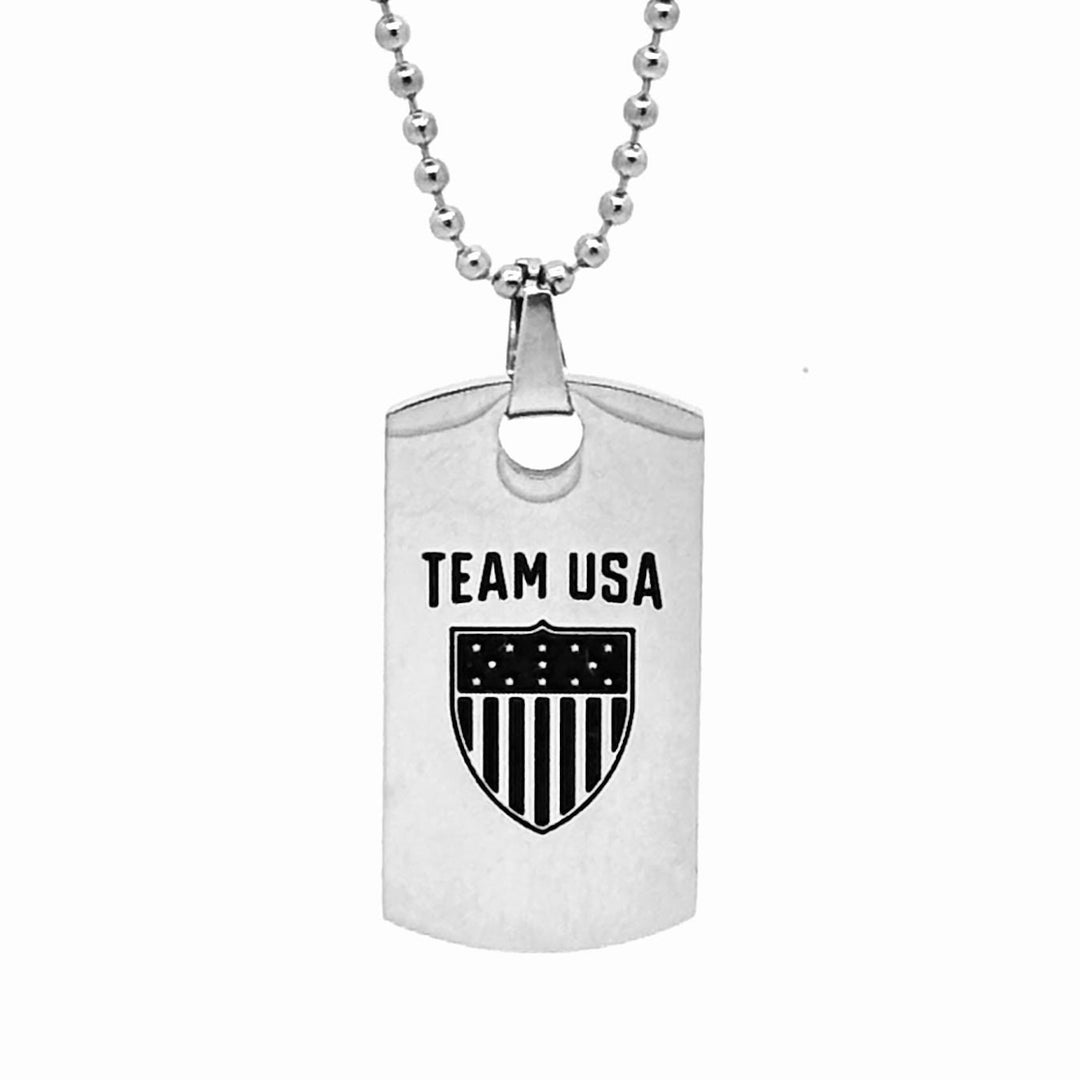 Team USA | SS + Black Enamel - Dog Tag Pendant