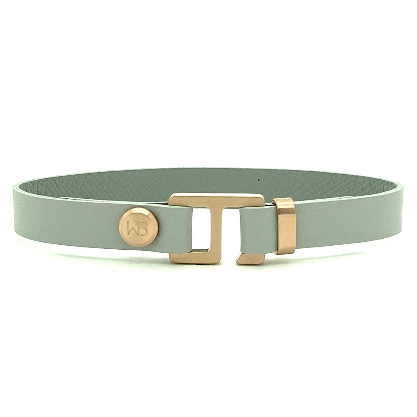 With a trendy, cool modern vibe, this French charcoal/smoke grey leather cuff bracelet is paired with your choice of brushed stainless steel, brass or black ceramic hardware. Our signature cuff bracelet is a modern staple for your WristBend collection. Made by WristBend