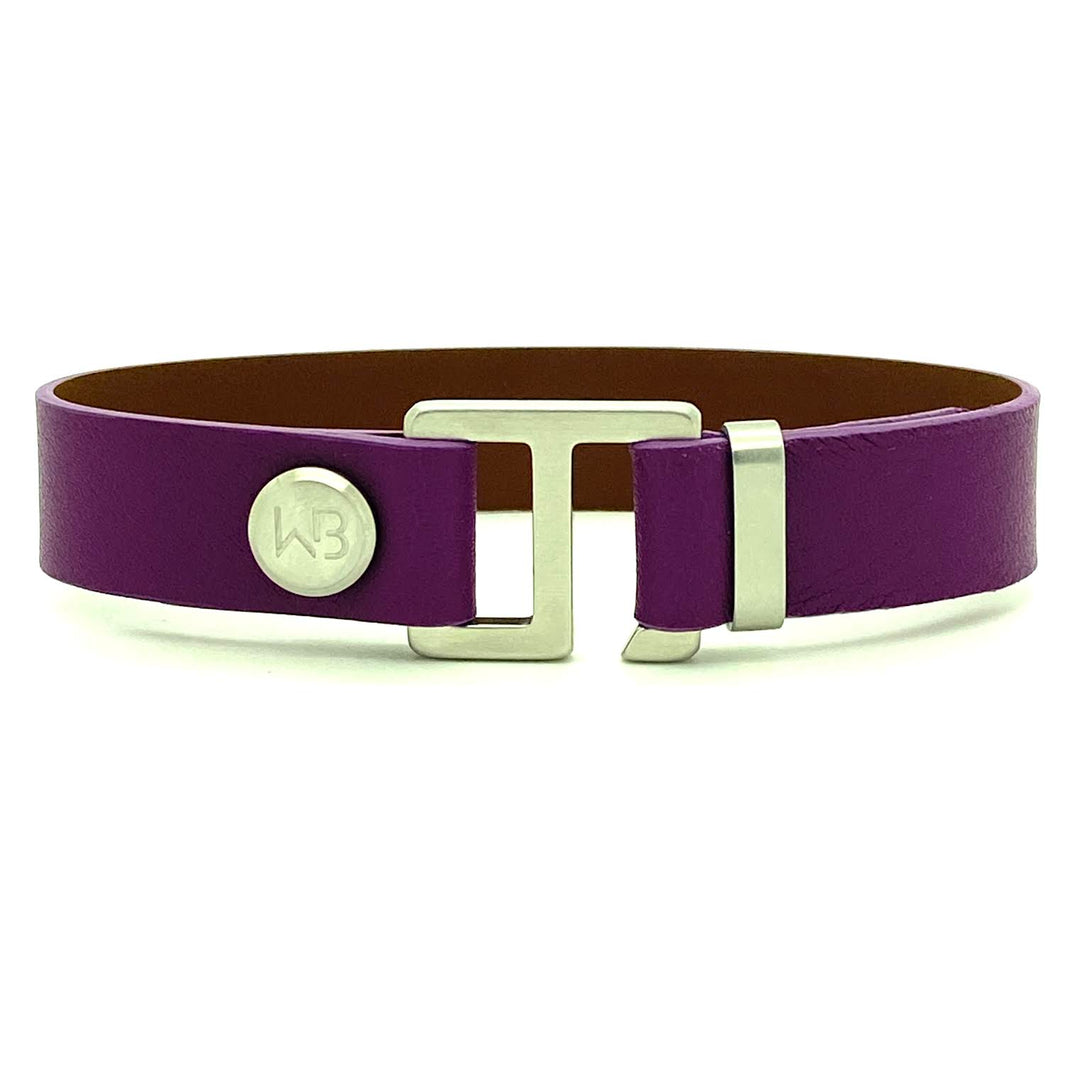 Our striking Anemone Italian leather cuff bracelet is paired perfectly with our artisan designed, lightly brushed hardware. Your hardware choices include Rose Gold, Yellow Gold, Stainless Steel and Black Ceramic. This adjustable size bracelet is a distinctive piece worn alone or with a WristBend stacking bracelet. Made by WristBend