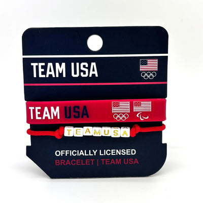 Team USA Two Pack RED - Silicone + Shoestring Bracelet | Wholesale