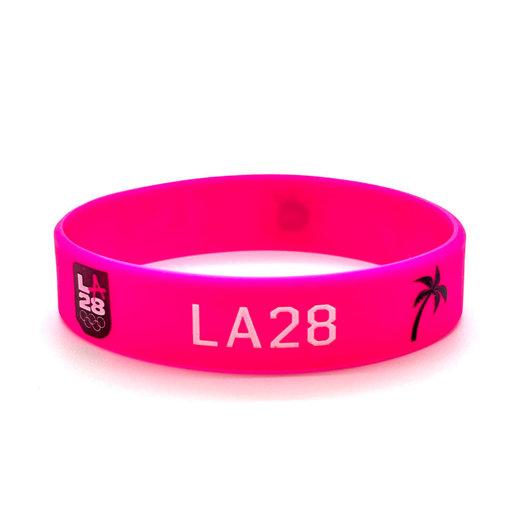 LA28 Olympic Pink Palm Tree Silicone Band by WristBend