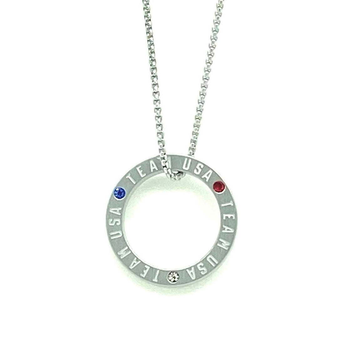 Team USA White Gold Olympic Ring Necklace by WristBend