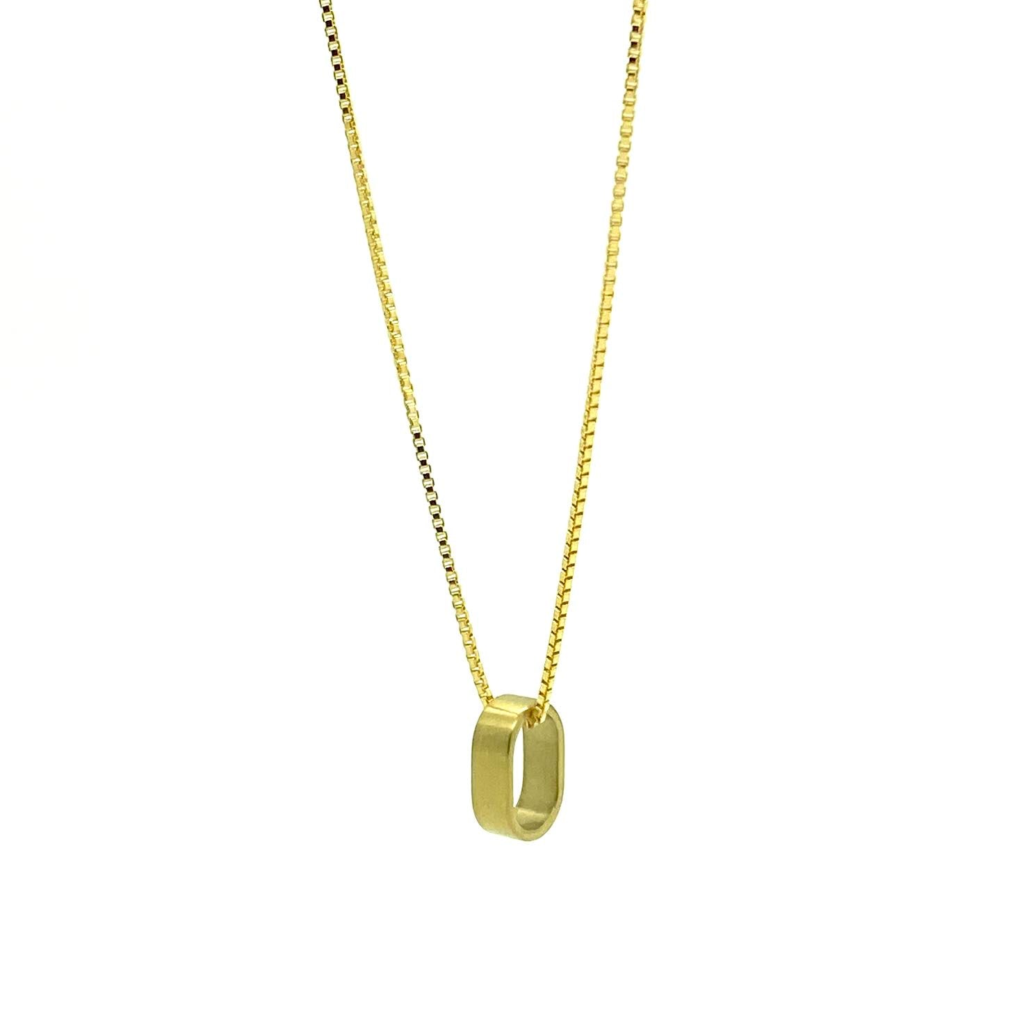 This meticulously designed with a geometrical flavor, brushed yellow gold pendant necklace is perfect worn alone or paired with a WristBend stacking bracelet. Made by WristBend