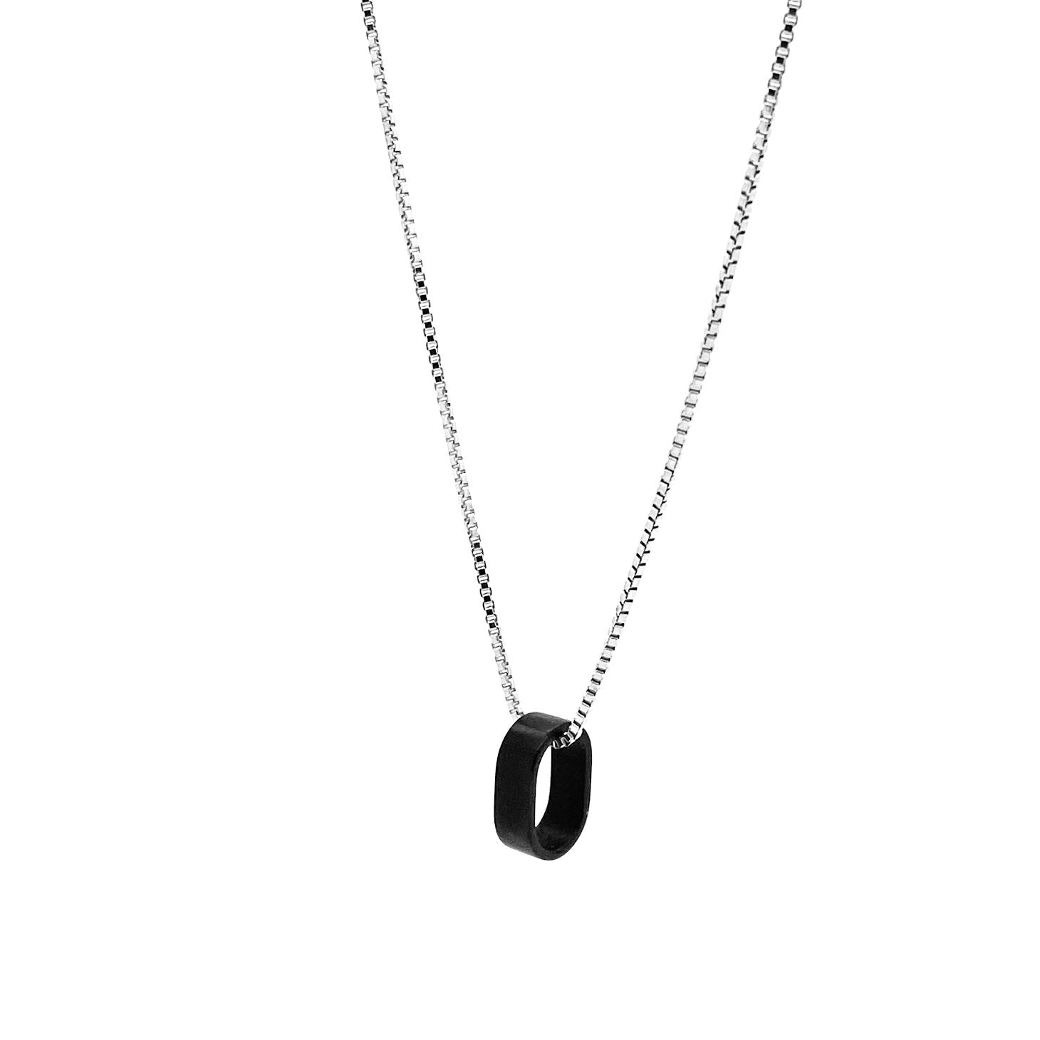 This meticulously designed, with a geometrical flavor, brushed black ceramic pendant necklace is perfect worn alone or paired with a WristBend stacking bracelet. Made by WristBend