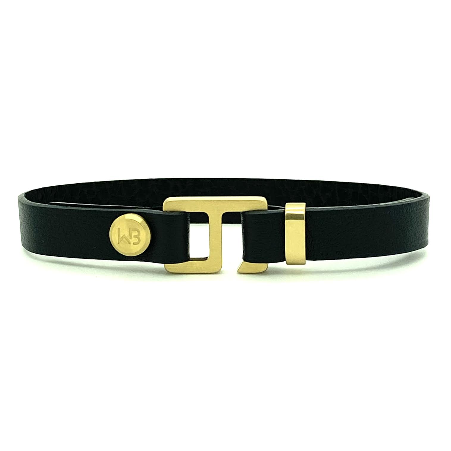 With a trendy, cool modern vibe, this black Italian leather cuff bracelet is paired with your choice of brushed stainless steel, brass or black ceramic hardware. Our signature cuff bracelet is a modern staple for your WristBend collection. Made by WristBend
