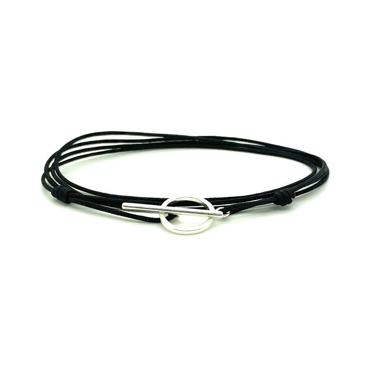 Trendy knad knotted cord bracelet with sterling silver clasp. WristBend